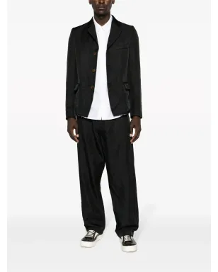 Black Comme Des Garçons ハイウエスト ツイル ドロップクロッチ トラウザー - サムネイル2