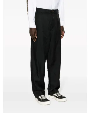 Black Comme Des Garçons ハイウエスト ツイル ドロップクロッチ トラウザー - サムネイル4