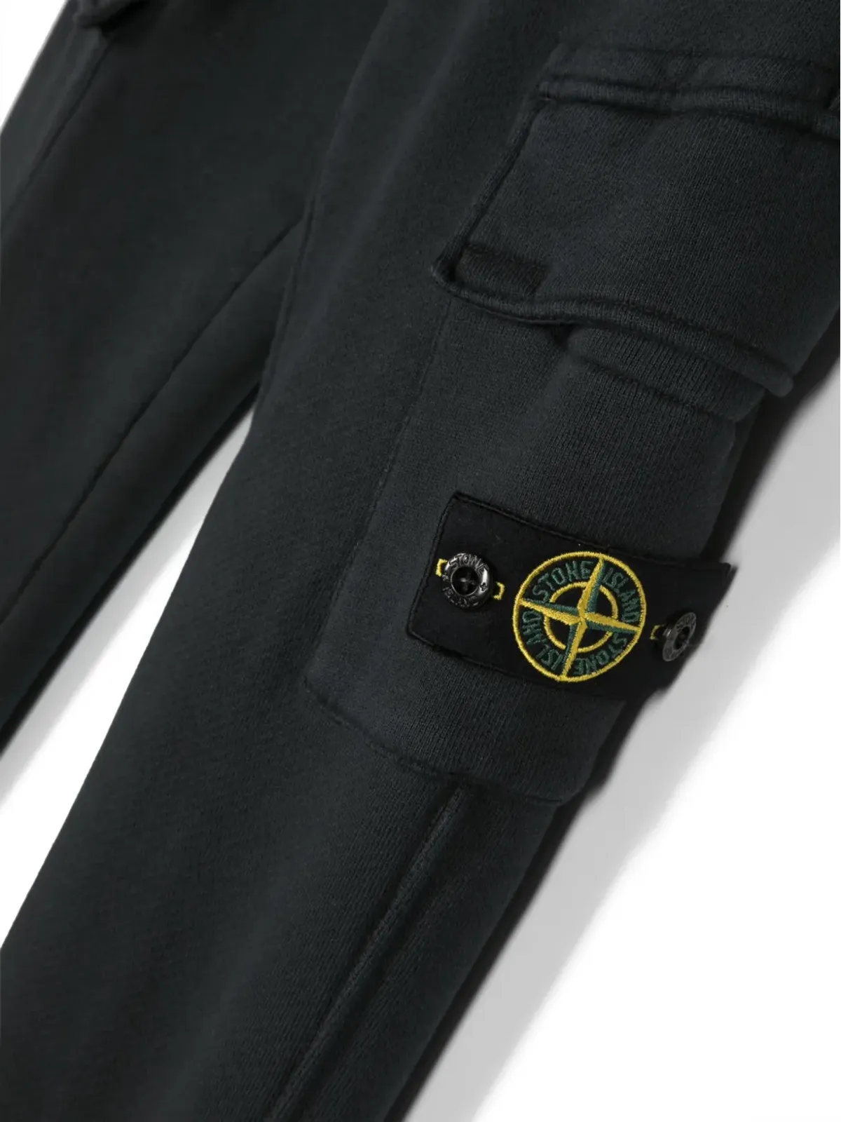 Stone Island Junior コンパスバッジ付き テーパード コットンパンツ - 画像3