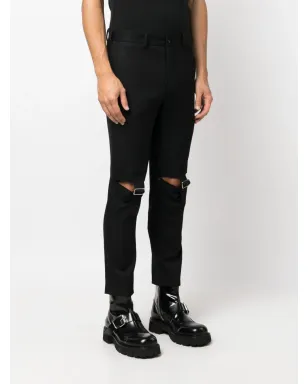 Black Comme Des Garçons カットアウトバックルディテール スキニーパンツ - サムネイル3