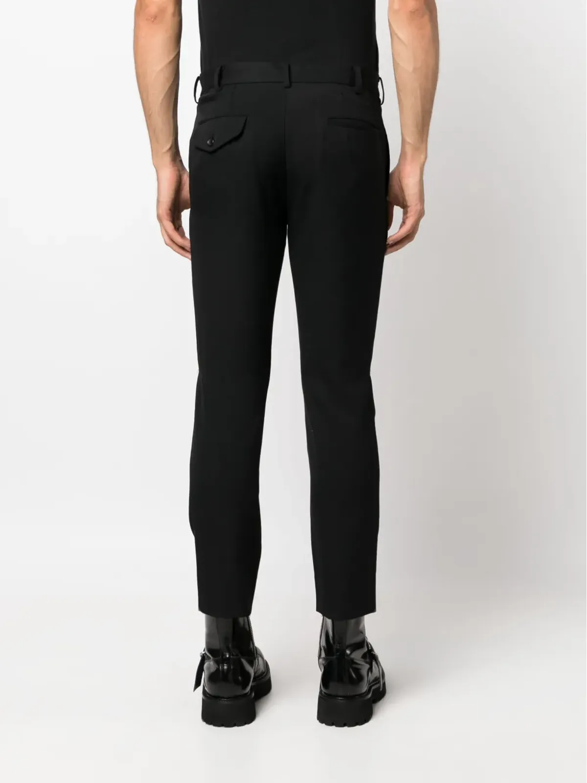Black Comme Des Garçons カットアウトバックルディテール スキニーパンツ - 画像4