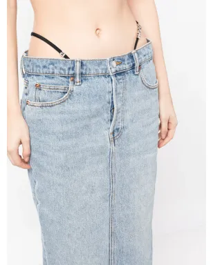 Alexander Wang thong-strap デニム ミディスカート - ブルー - サムネイル5
