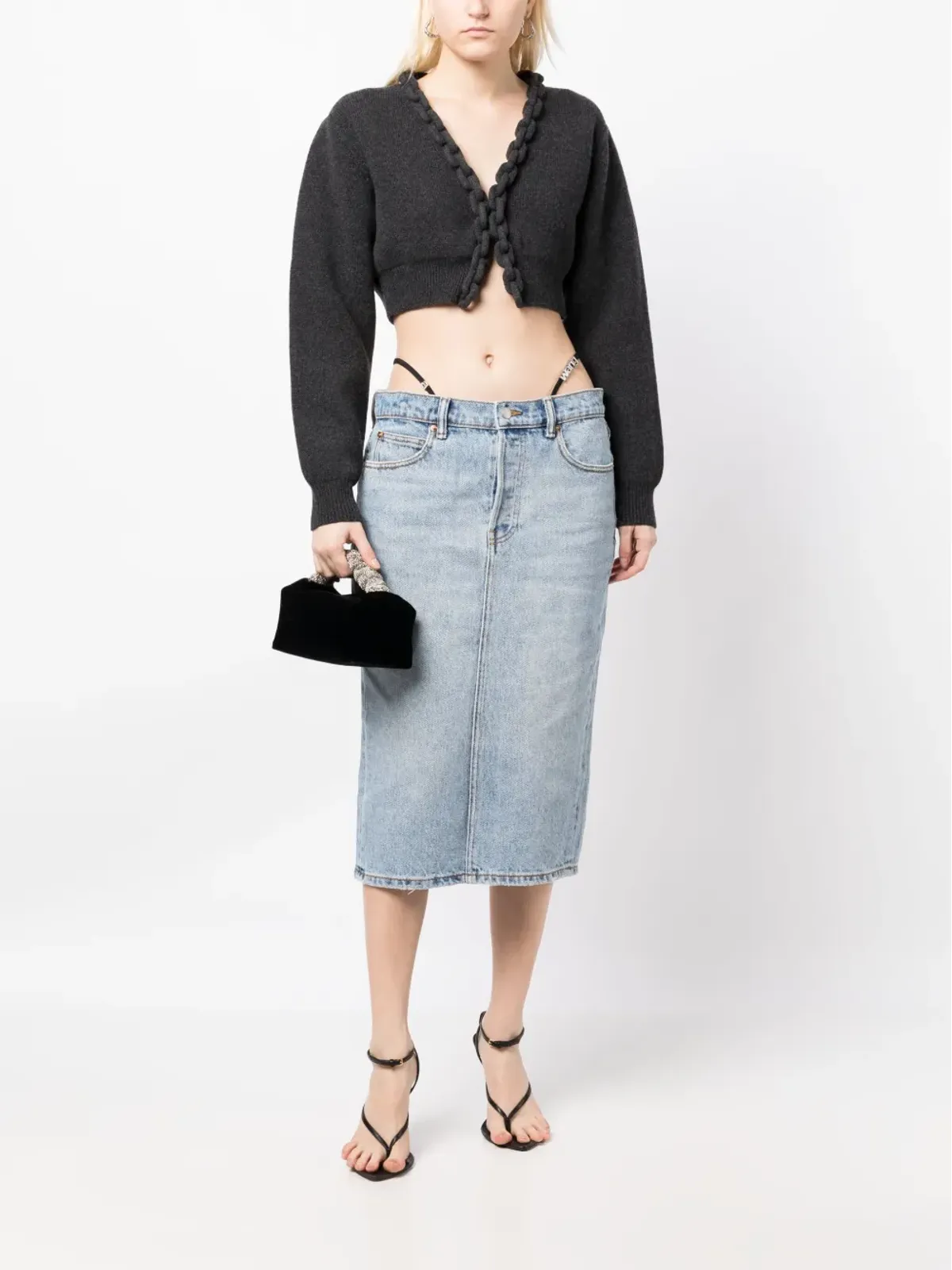 Alexander Wang thong-strap デニム ミディスカート - ブルー - 画像2