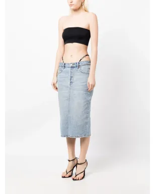 Alexander Wang thong-strap デニム ミディスカート - ブルー - サムネイル3