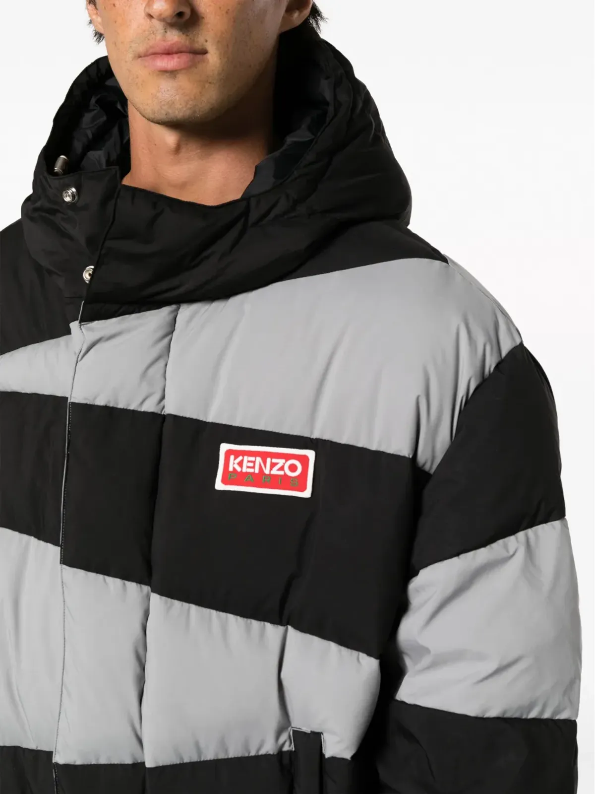 Kenzo ダズルストライプ パディッドジャケット ブラック - 画像5