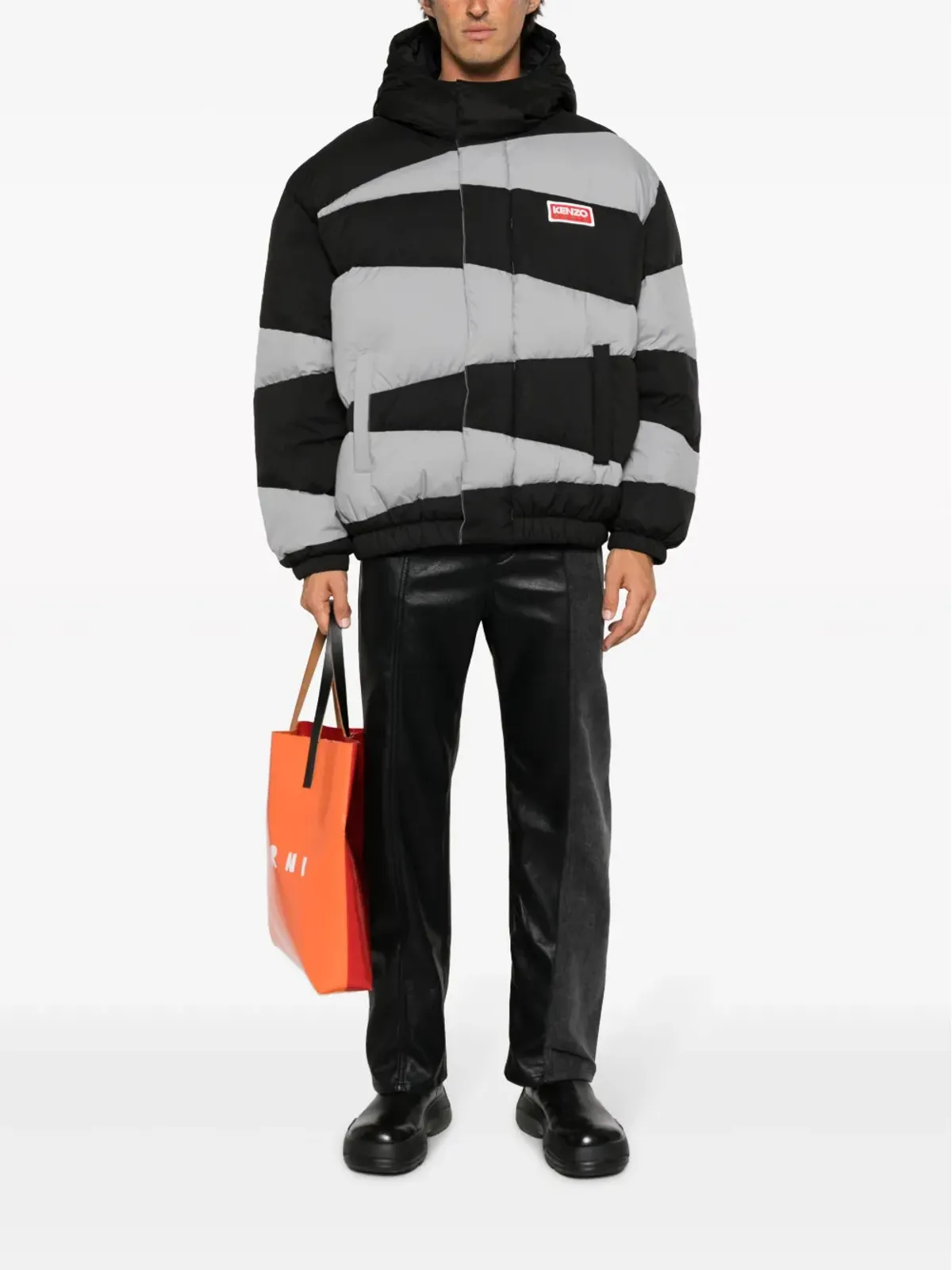 Kenzo ダズルストライプ パディッドジャケット ブラック - 画像2