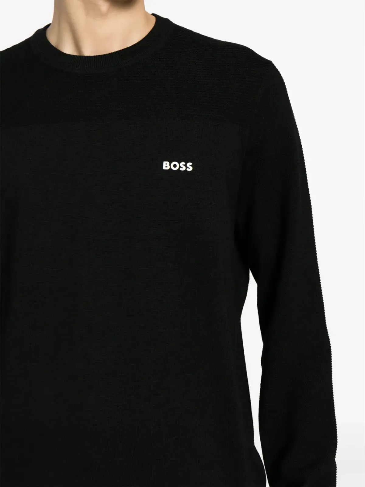 BOSS ロゴプリント リブ編みニットセーター - 画像5