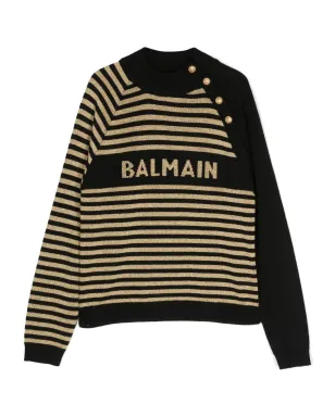 Balmain Kids ロゴプリント クルーネック ジャンパー - ブラック - サムネイル1