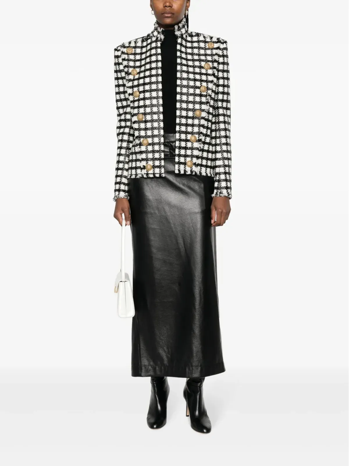 Balmain ボタン装飾 チェックジャケット - 画像2