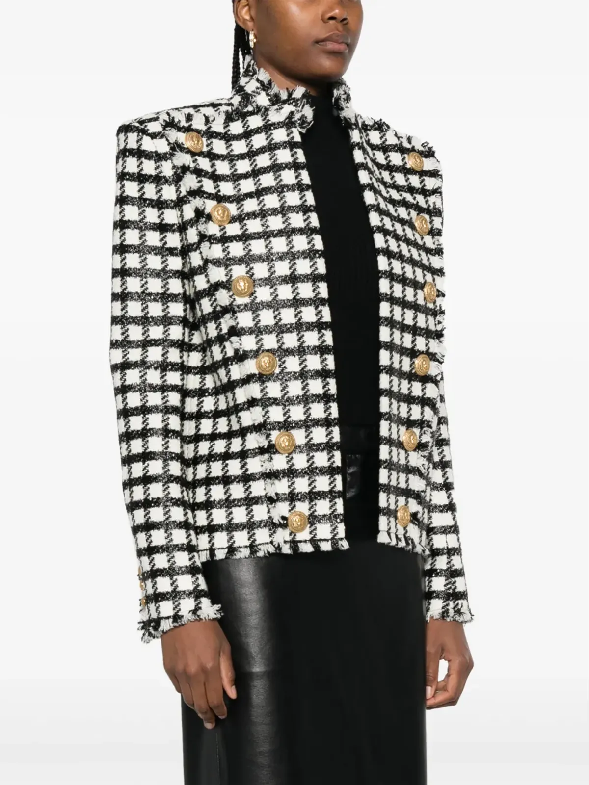 Balmain ボタン装飾 チェックジャケット - 画像3
