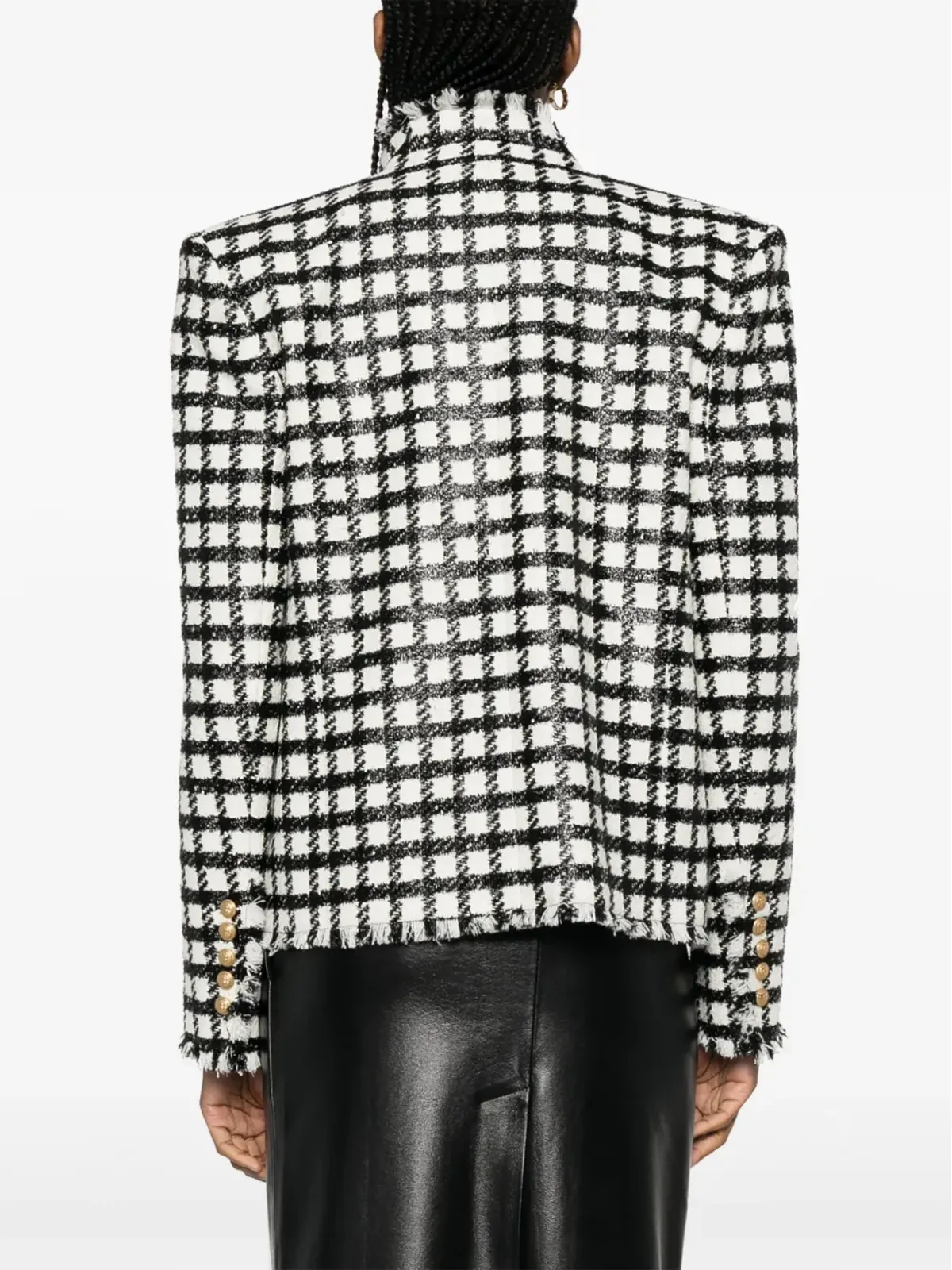 Balmain ボタン装飾 チェックジャケット - 画像4