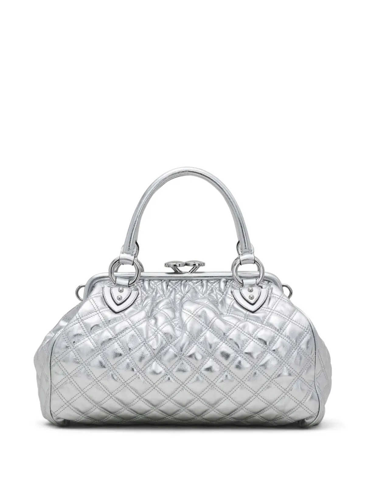 Marc Jacobs Re-Edition Quilted Metallic Leather Stam bag - Silver - 画像4