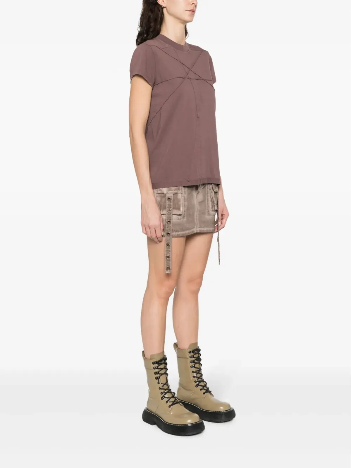 Rick Owens DRKSHDW トーンステッチ コットン Tシャツ - 画像3
