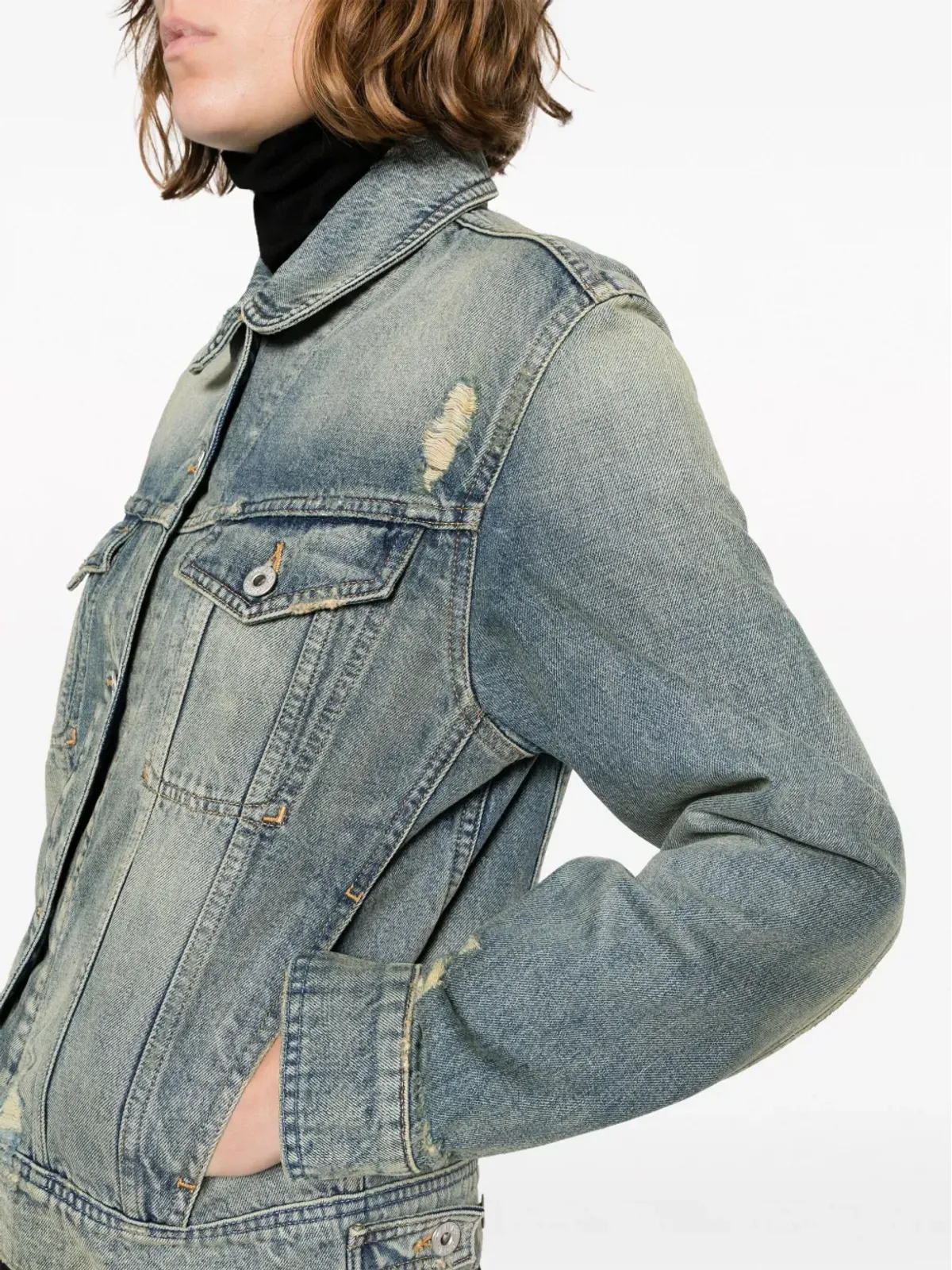 Kenzo ピーターパンカラーのダメージデニムジャケット - 画像5