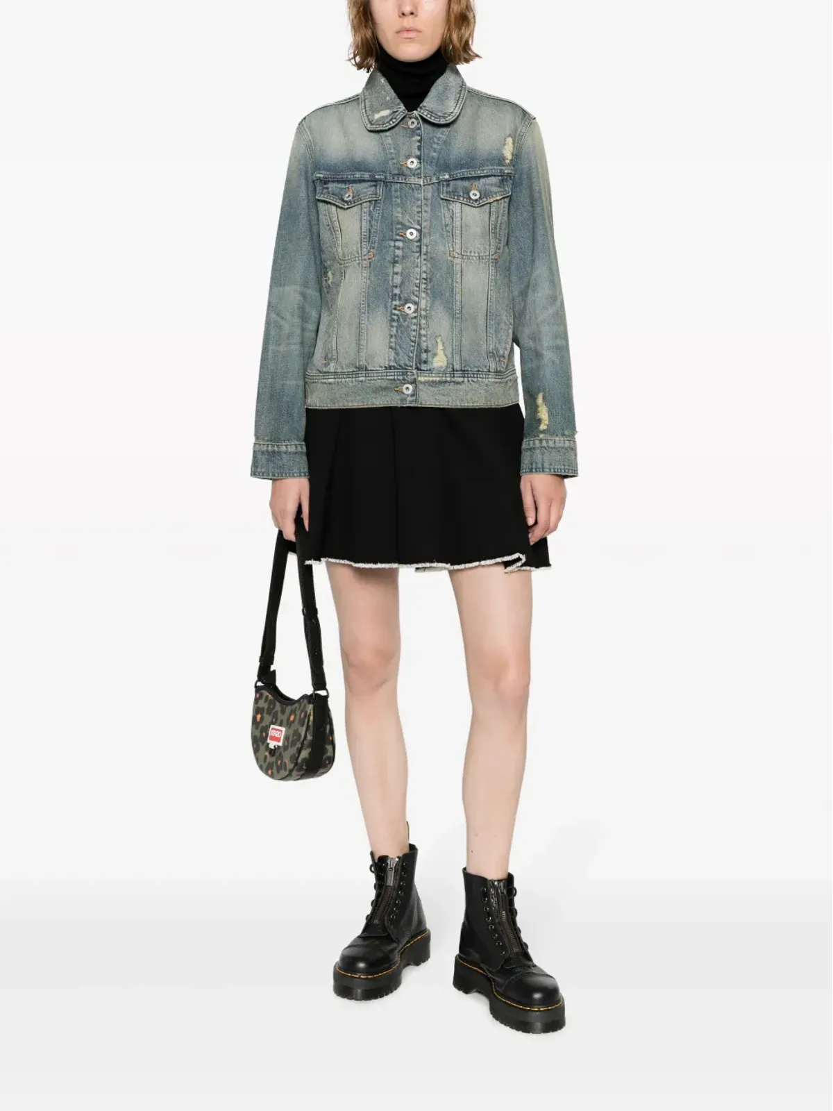 Kenzo ピーターパンカラーのダメージデニムジャケット - 画像2