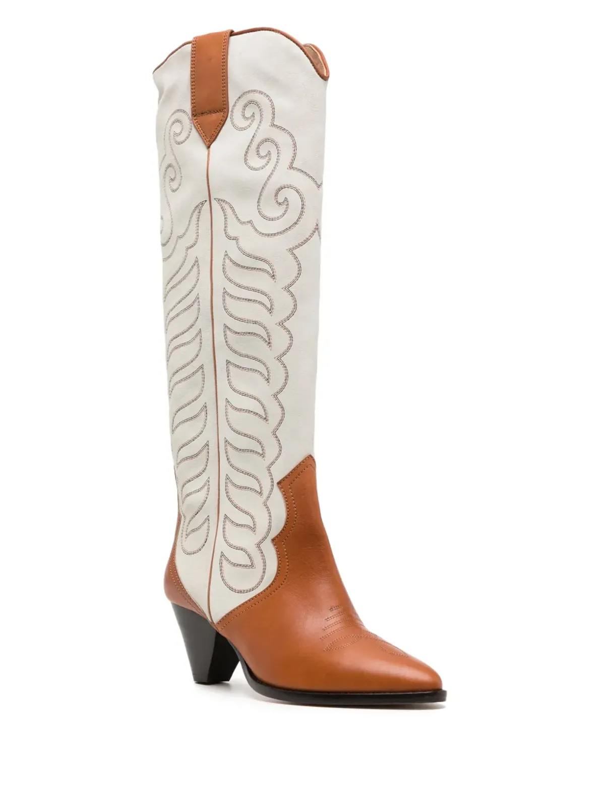 ISABEL MARANT Liela 60mm 刺繍入りレザーブーツ ブラウン - 画像2