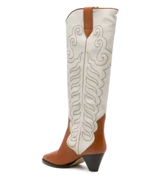 ISABEL MARANT Liela 60mm 刺繍入りレザーブーツ ブラウン - サムネイル3