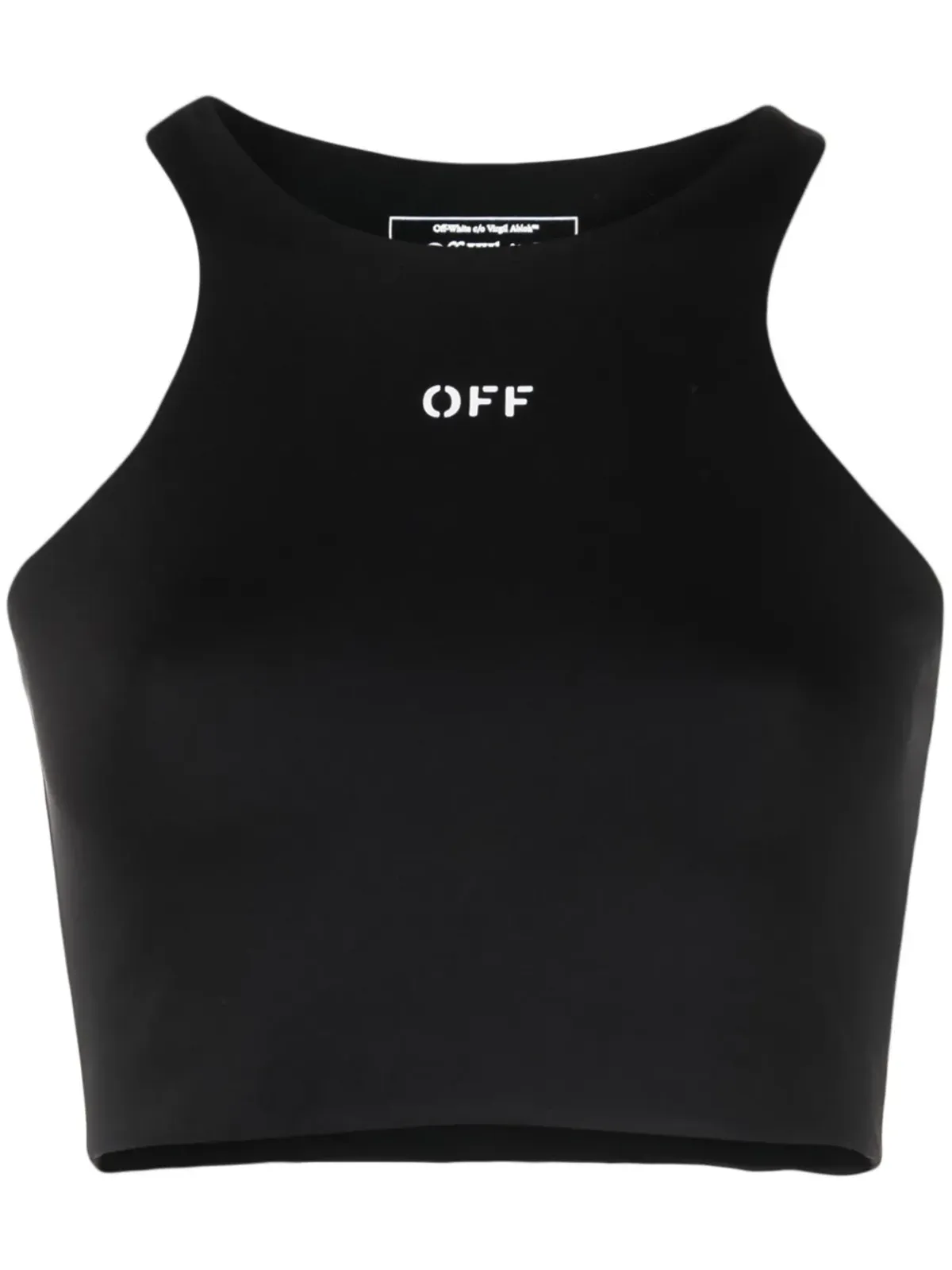 Off-White ロゴプリント クロップド タンクトップ ブラック - 画像1