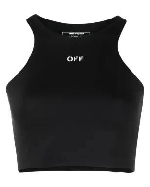 Off-White ロゴプリント クロップド タンクトップ ブラック - サムネイル1