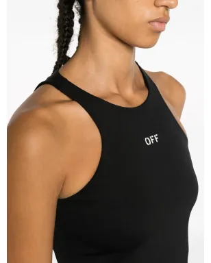 Off-White ロゴプリント クロップド タンクトップ ブラック - サムネイル5