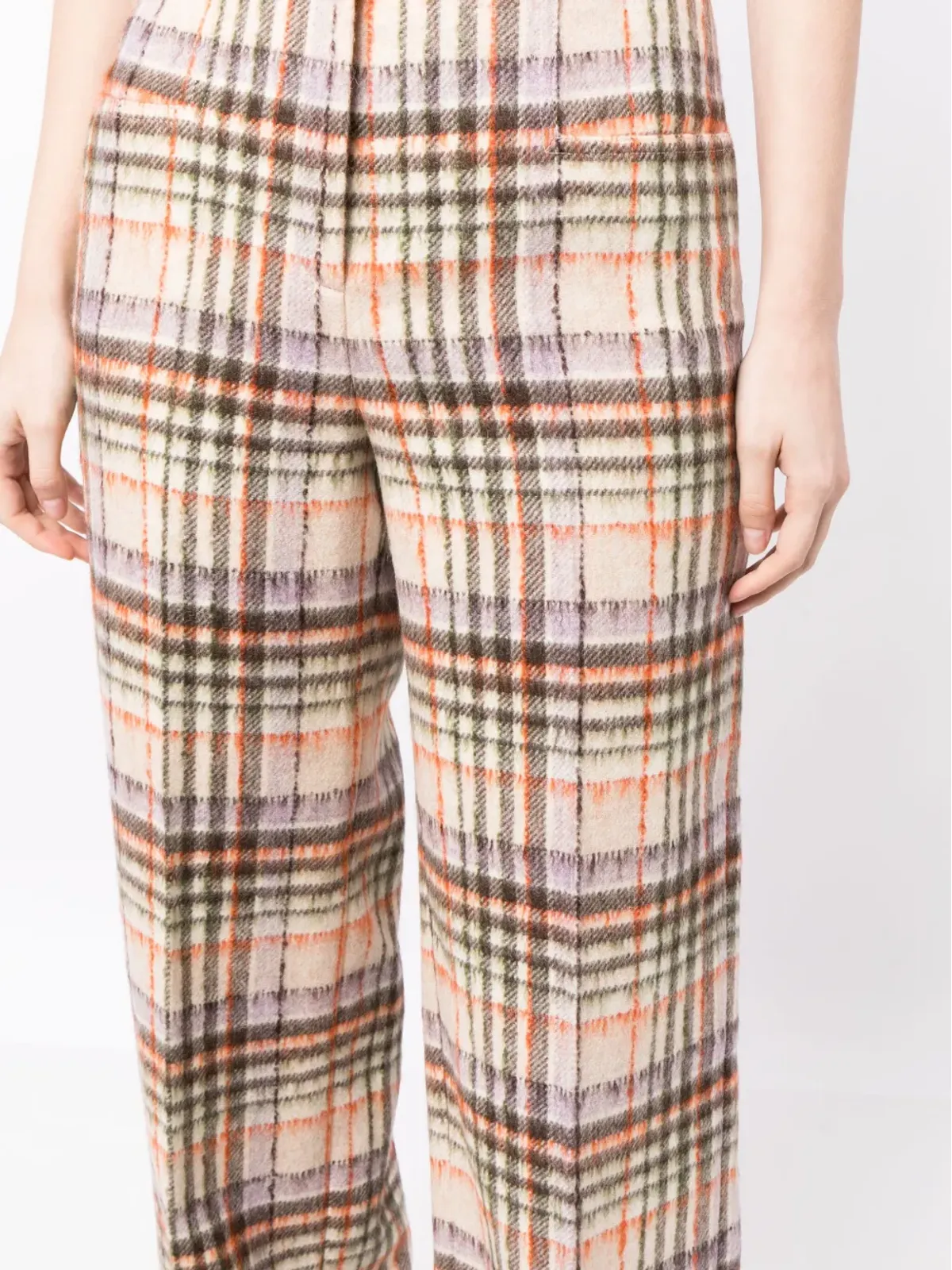 Sonia Rykiel チェック柄フェルトウールストレートレッグパンツ - 画像5