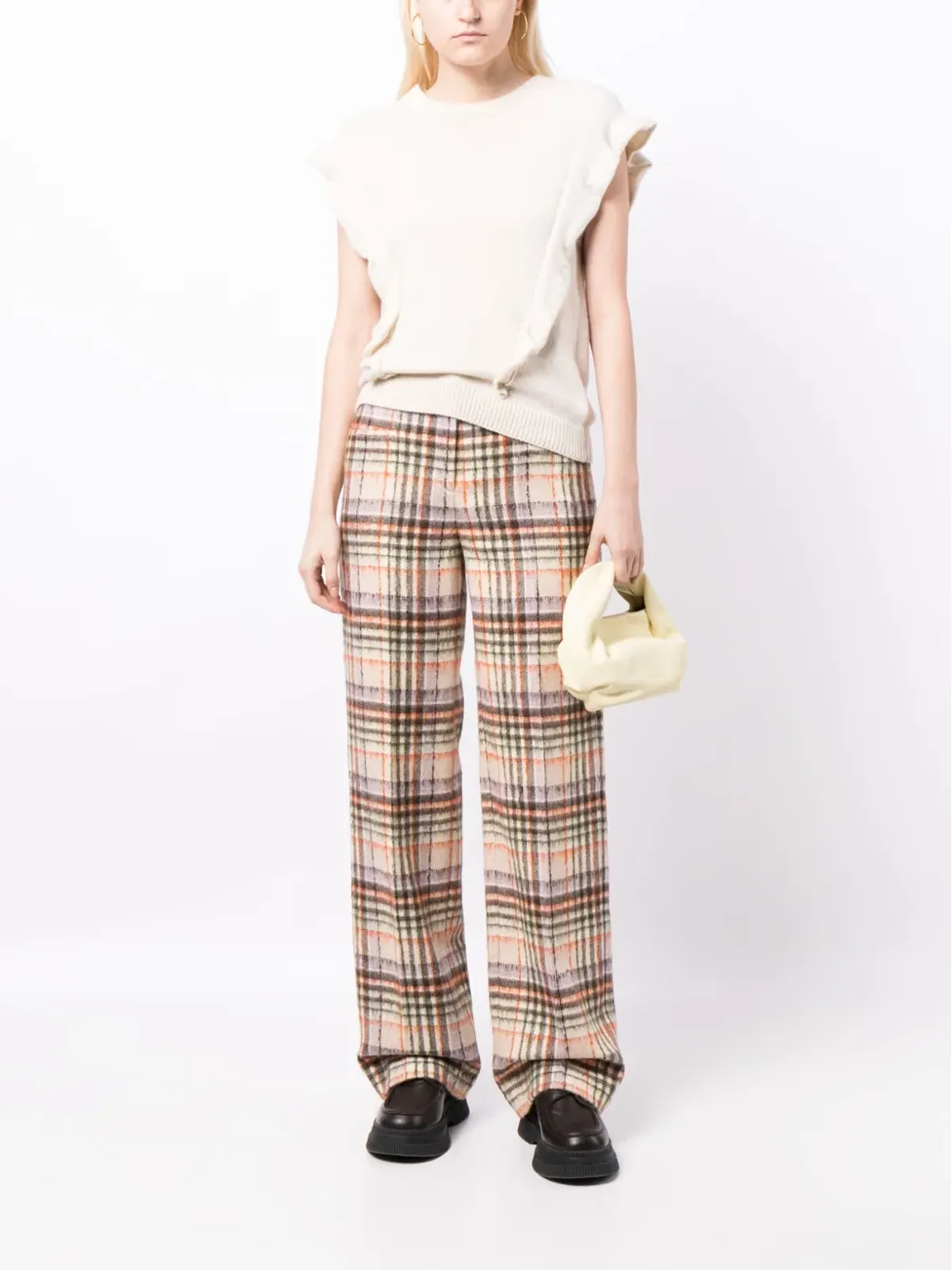 Sonia Rykiel チェック柄フェルトウールストレートレッグパンツ - 画像2