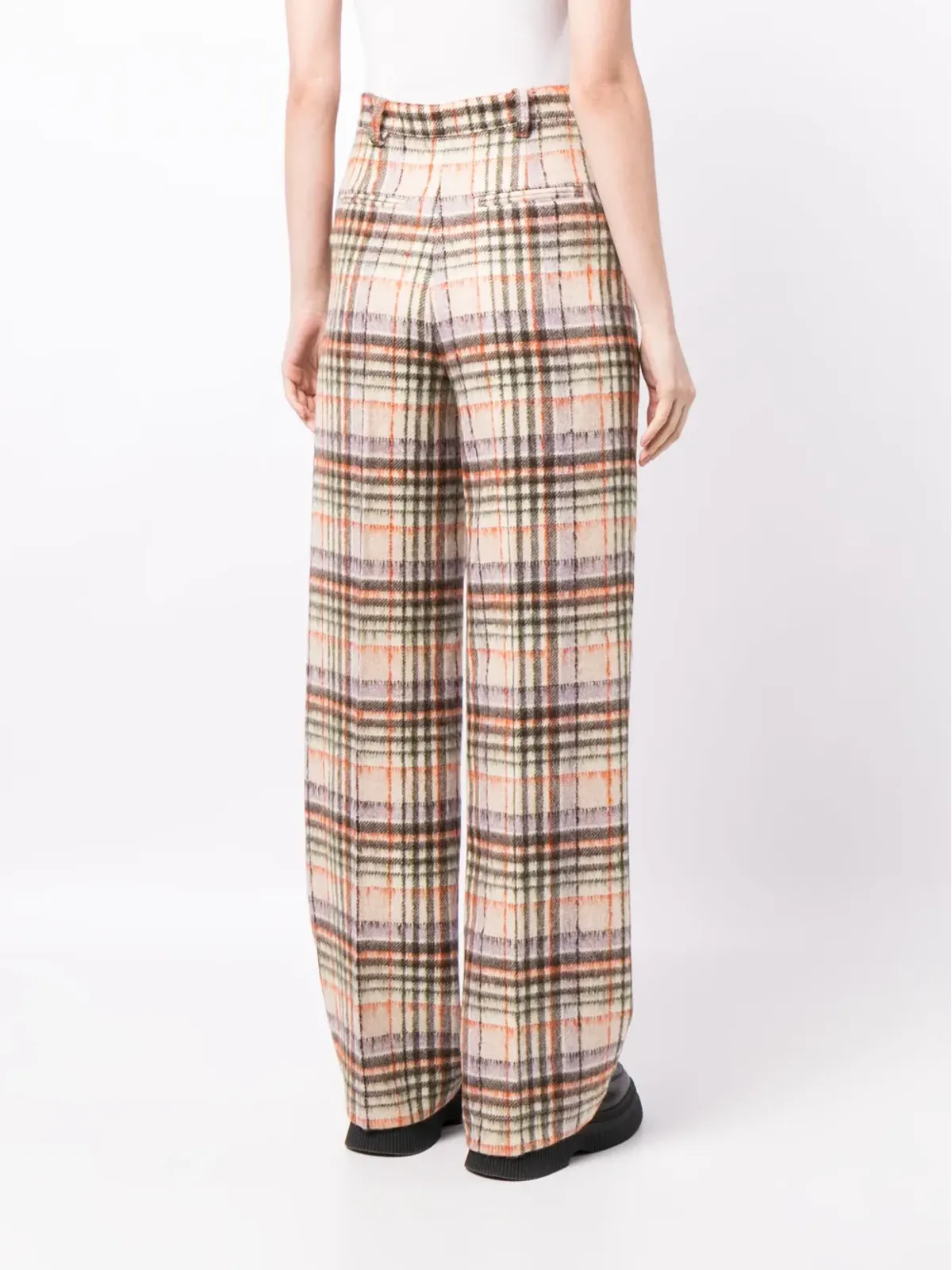 Sonia Rykiel チェック柄フェルトウールストレートレッグパンツ - 画像4