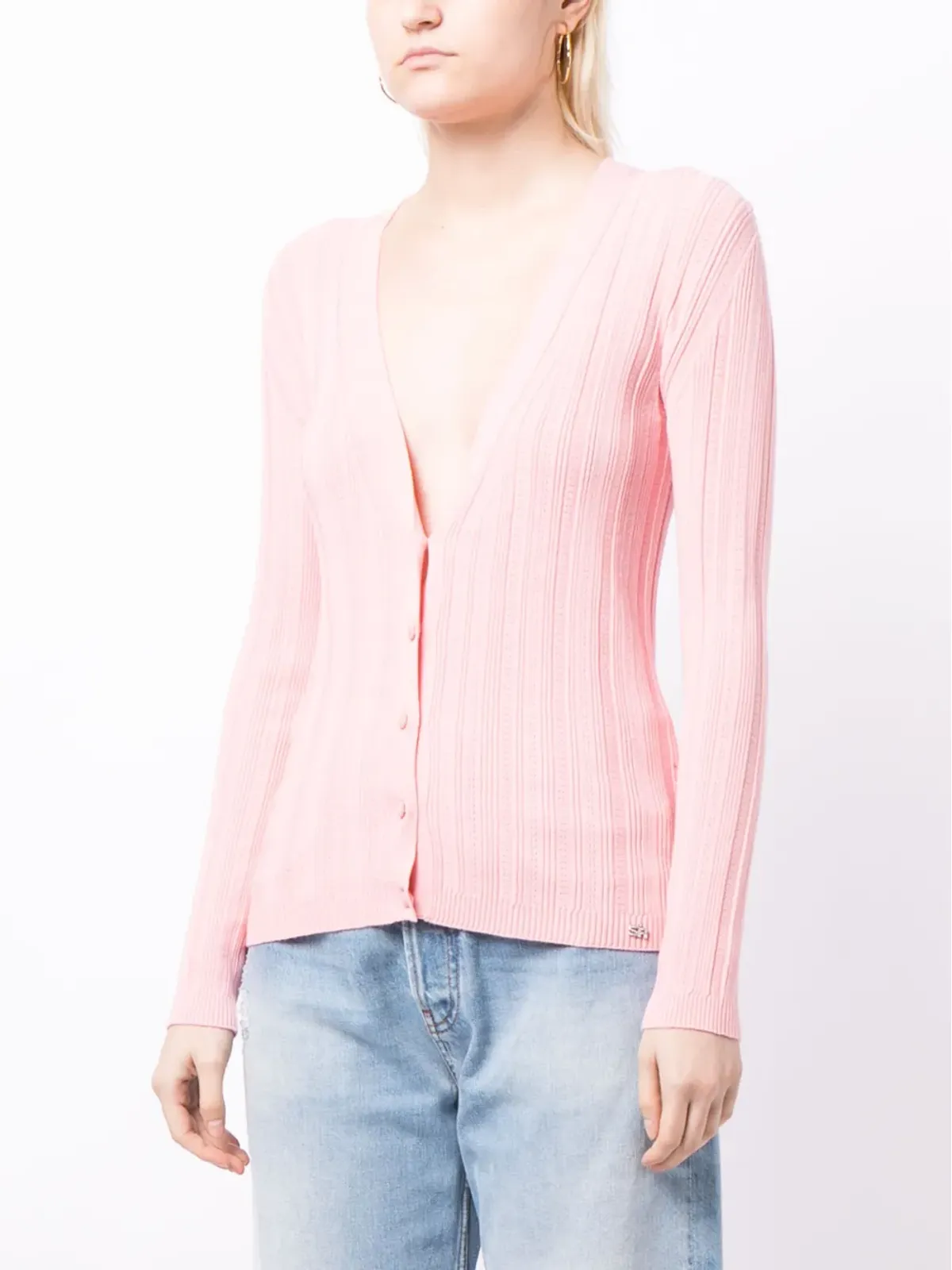 Sonia Rykiel ロゴ文字入りVネックカーディガン - 画像3