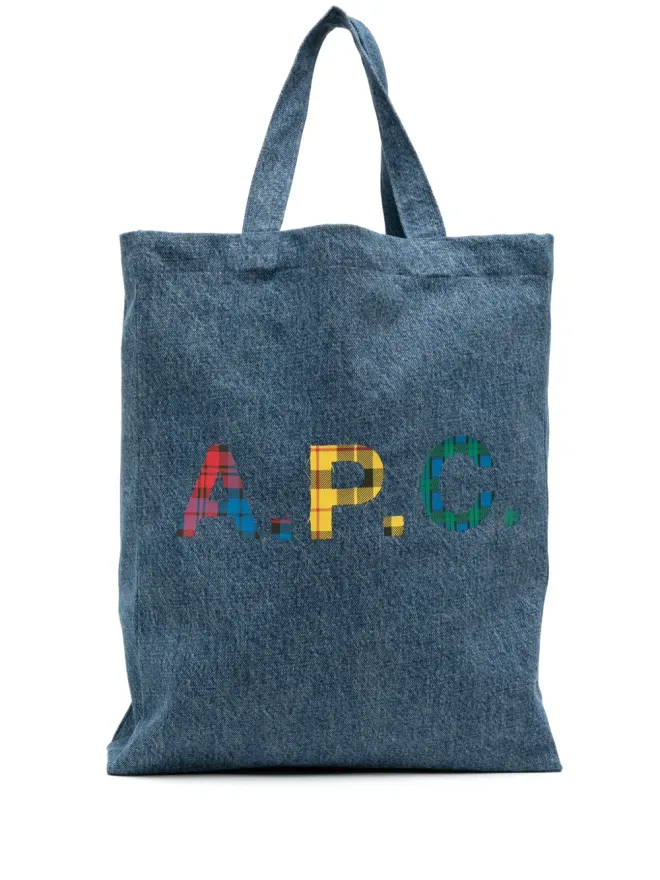 A.P.C. A.P.C. ロゴプリント デニム トートバッグ ブルーの商品画像