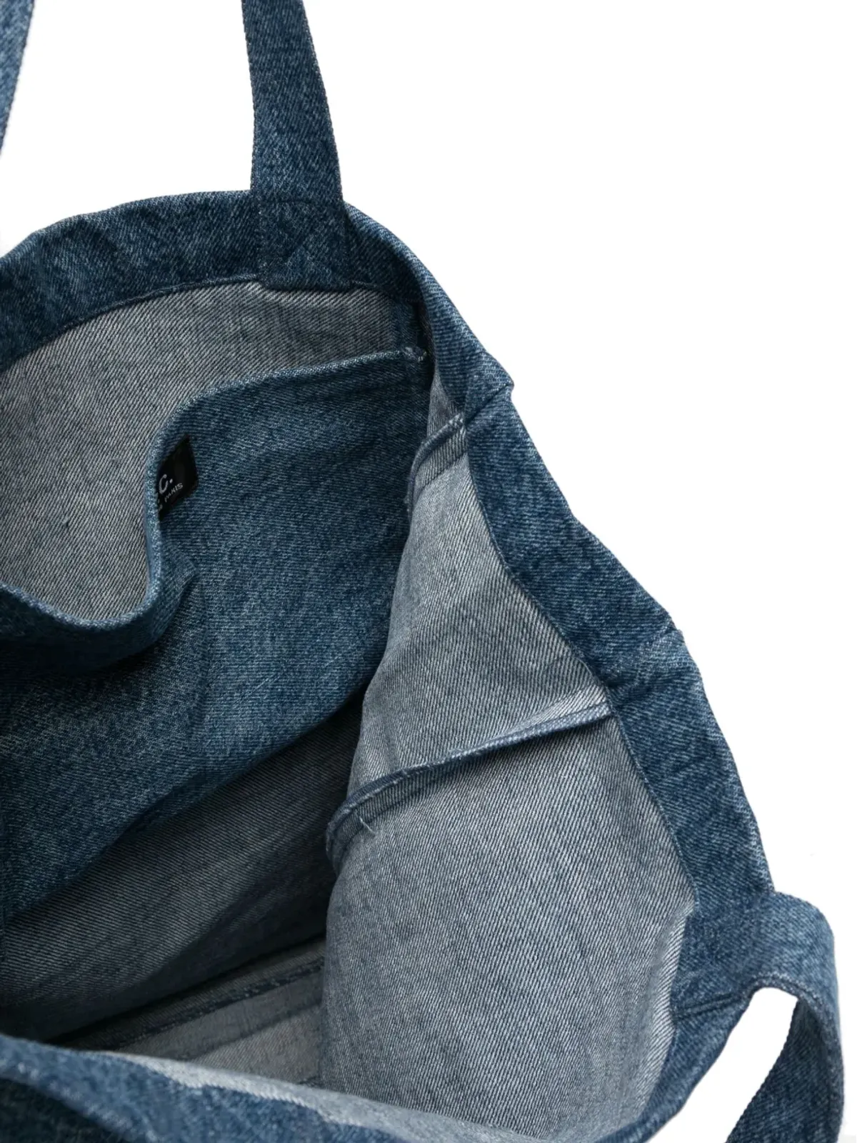 A.P.C. ロゴプリント デニム トートバッグ ブルー - 画像5