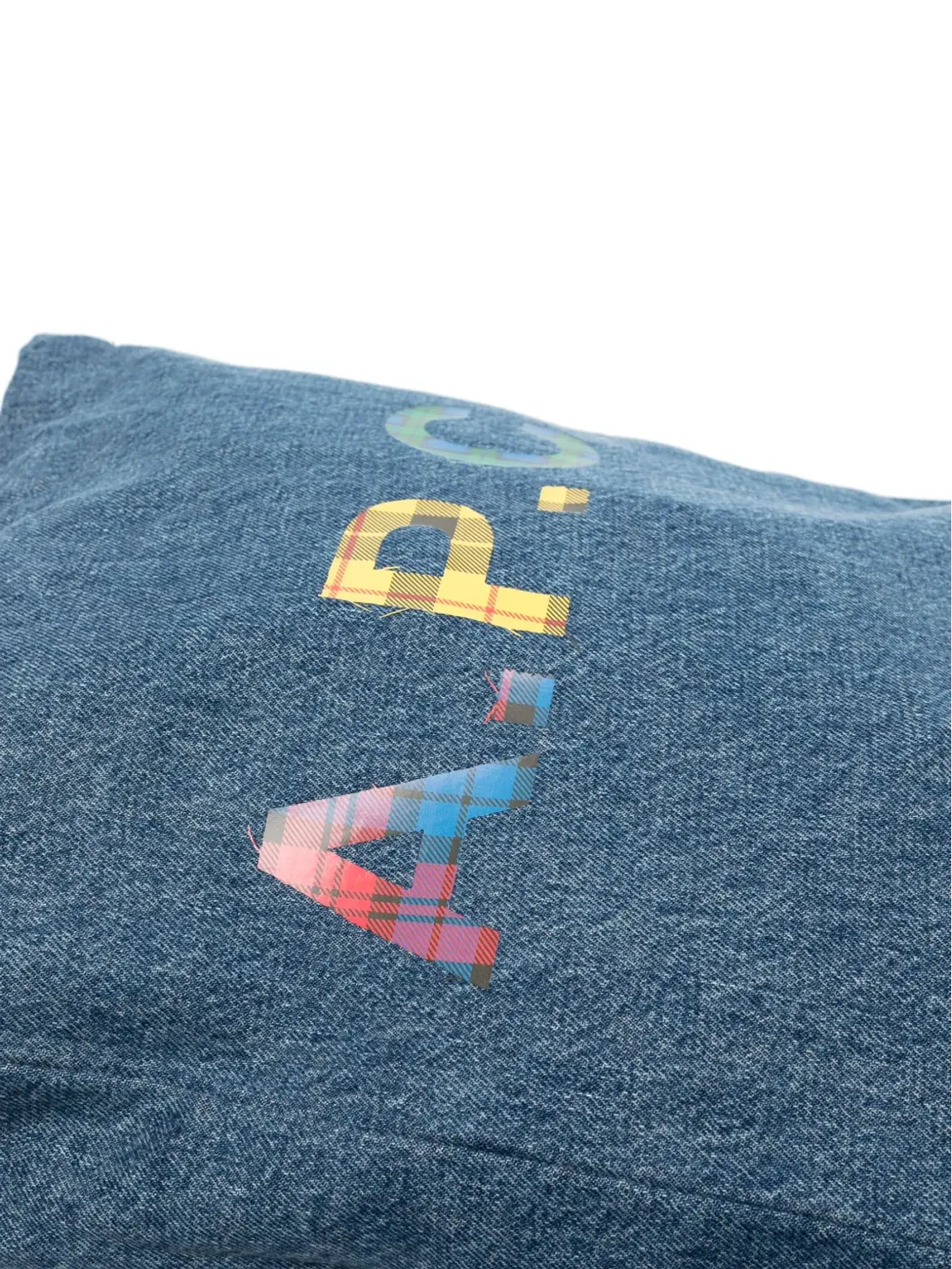 A.P.C. ロゴプリント デニム トートバッグ ブルー - 画像4
