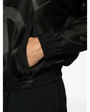 Saint Laurent ロゴプリント入り 黒のシルクジャケット - サムネイル5