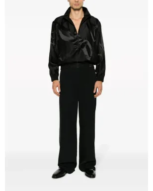 Saint Laurent ロゴプリント入り 黒のシルクジャケット - サムネイル2
