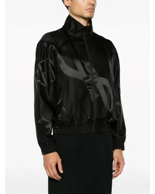Saint Laurent ロゴプリント入り 黒のシルクジャケット - サムネイル3
