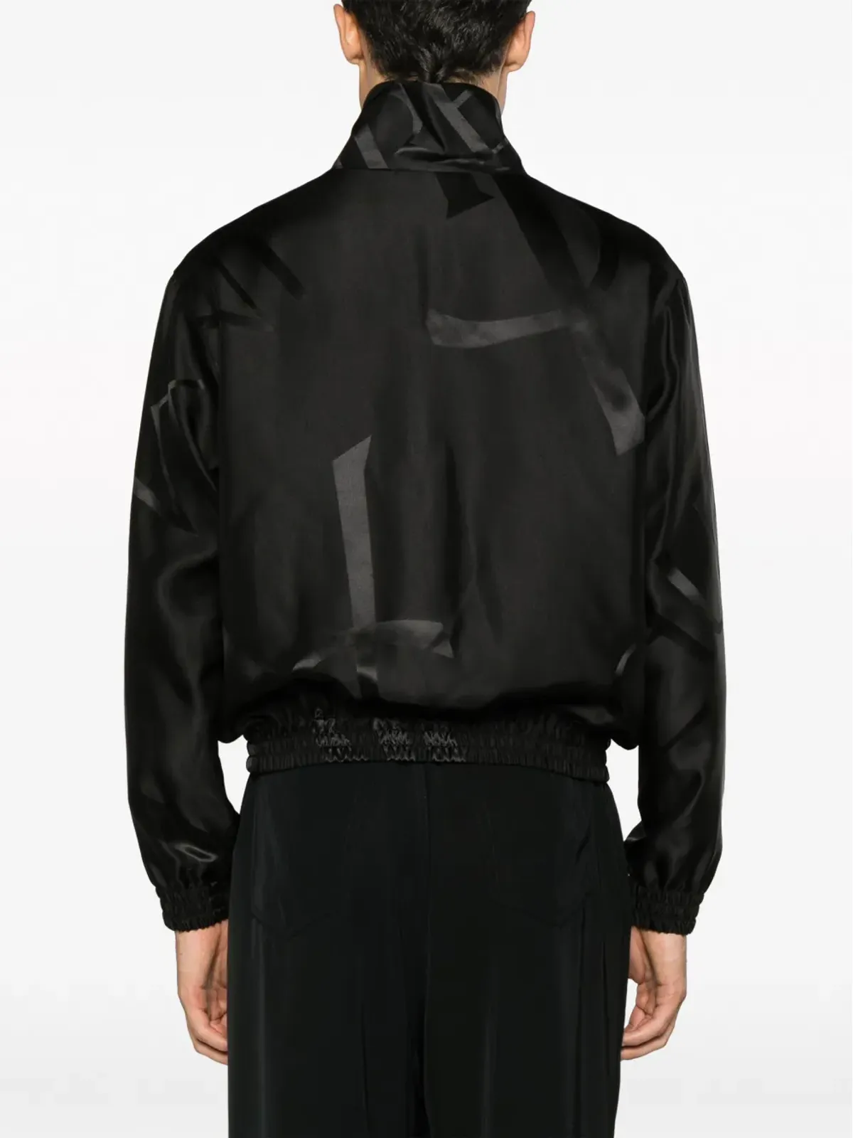Saint Laurent ロゴプリント入り 黒のシルクジャケット - 画像4