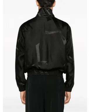 Saint Laurent ロゴプリント入り 黒のシルクジャケット - サムネイル4