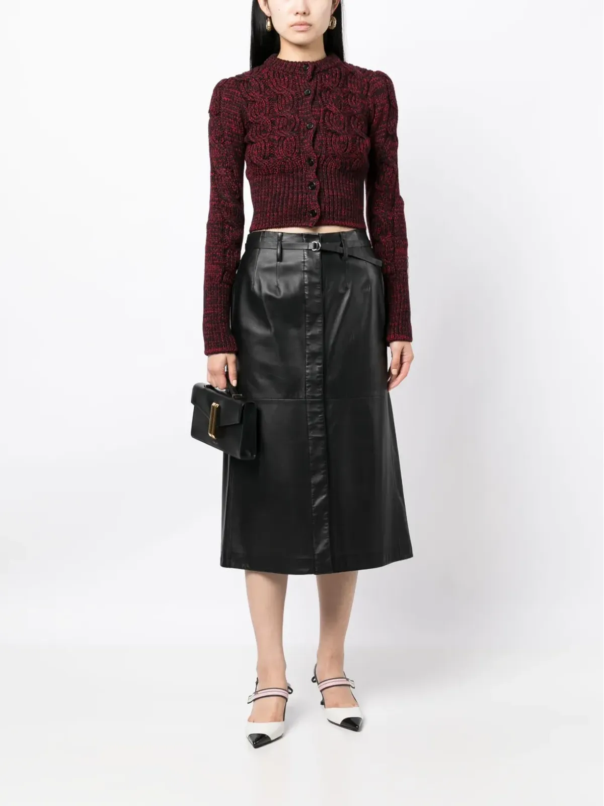 Prada ビンテージ ケーブルニット クロップドカーディガン - レッド - 画像2