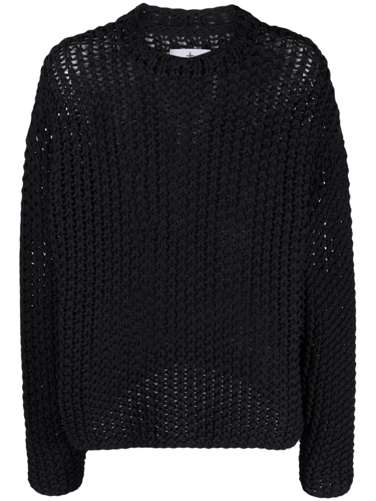 Stone Island ロゴプリント入り長袖マクラメ編みセーター - 画像1