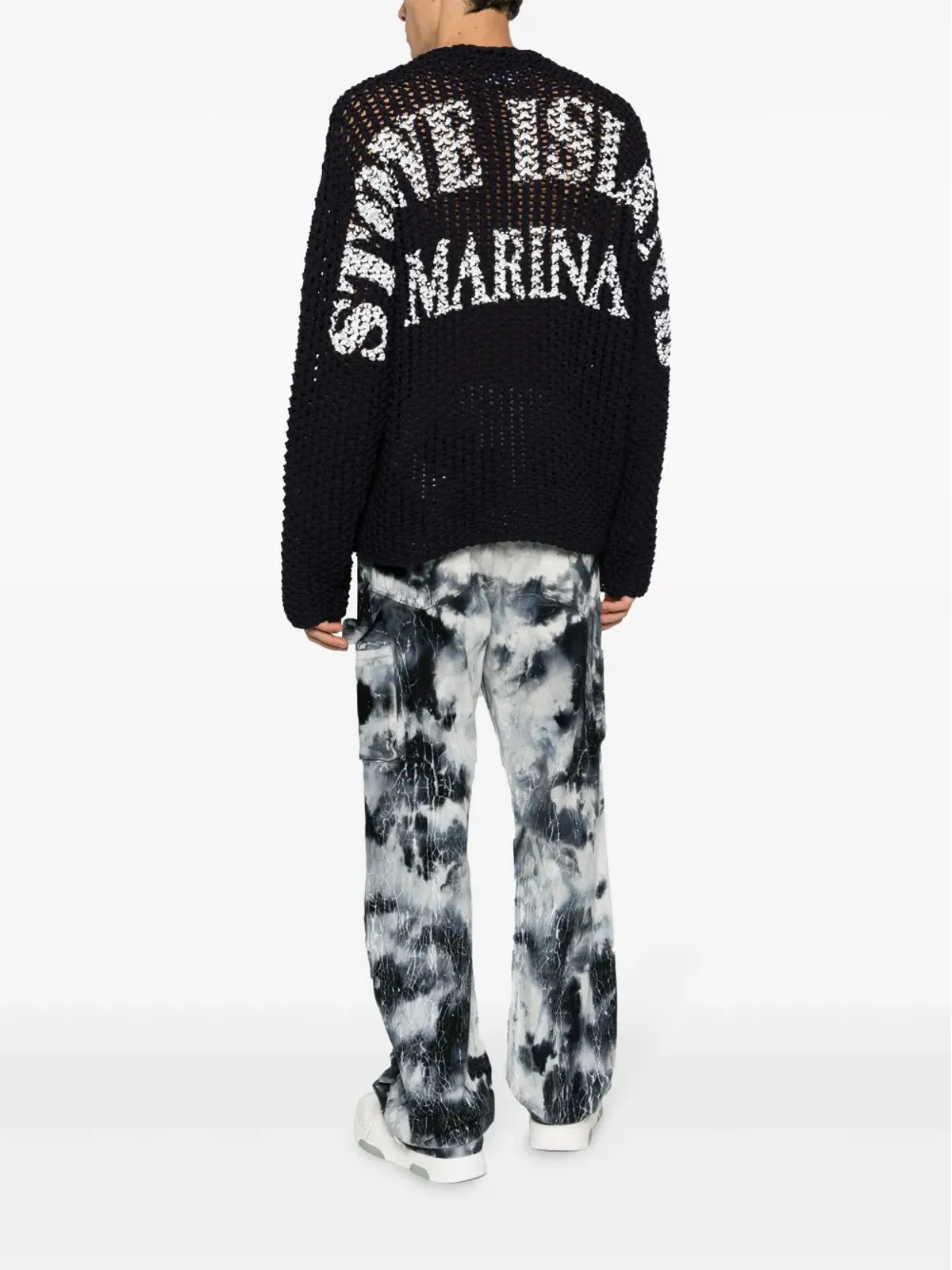 Stone Island ロゴプリント入り長袖マクラメ編みセーター - 画像2