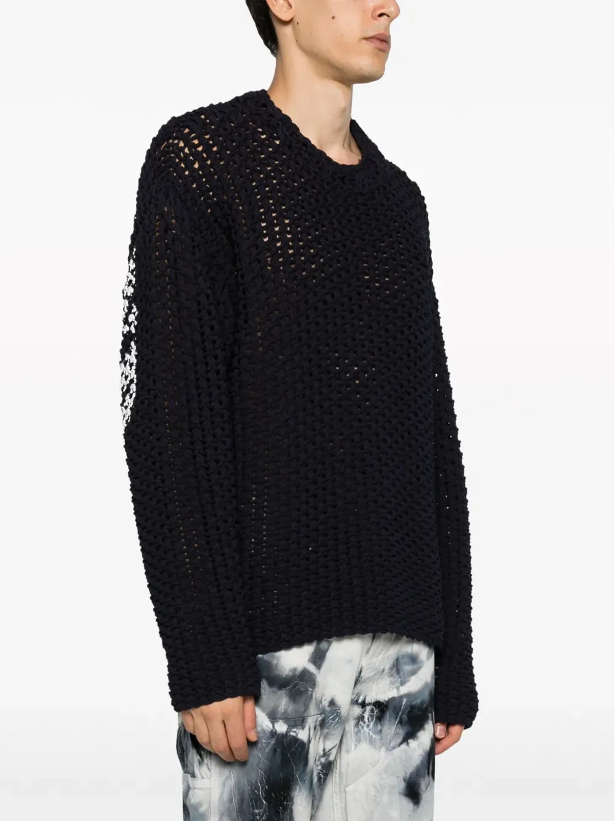Stone Island ロゴプリント入り長袖マクラメ編みセーター - 画像4