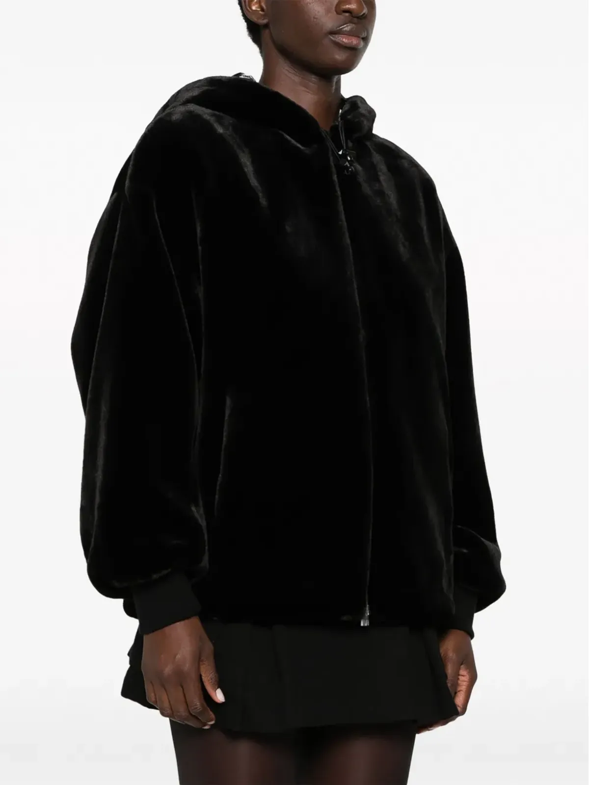 Emporio Armani ファー風リバーシブル フード付きジャケット - ブラック - 画像3