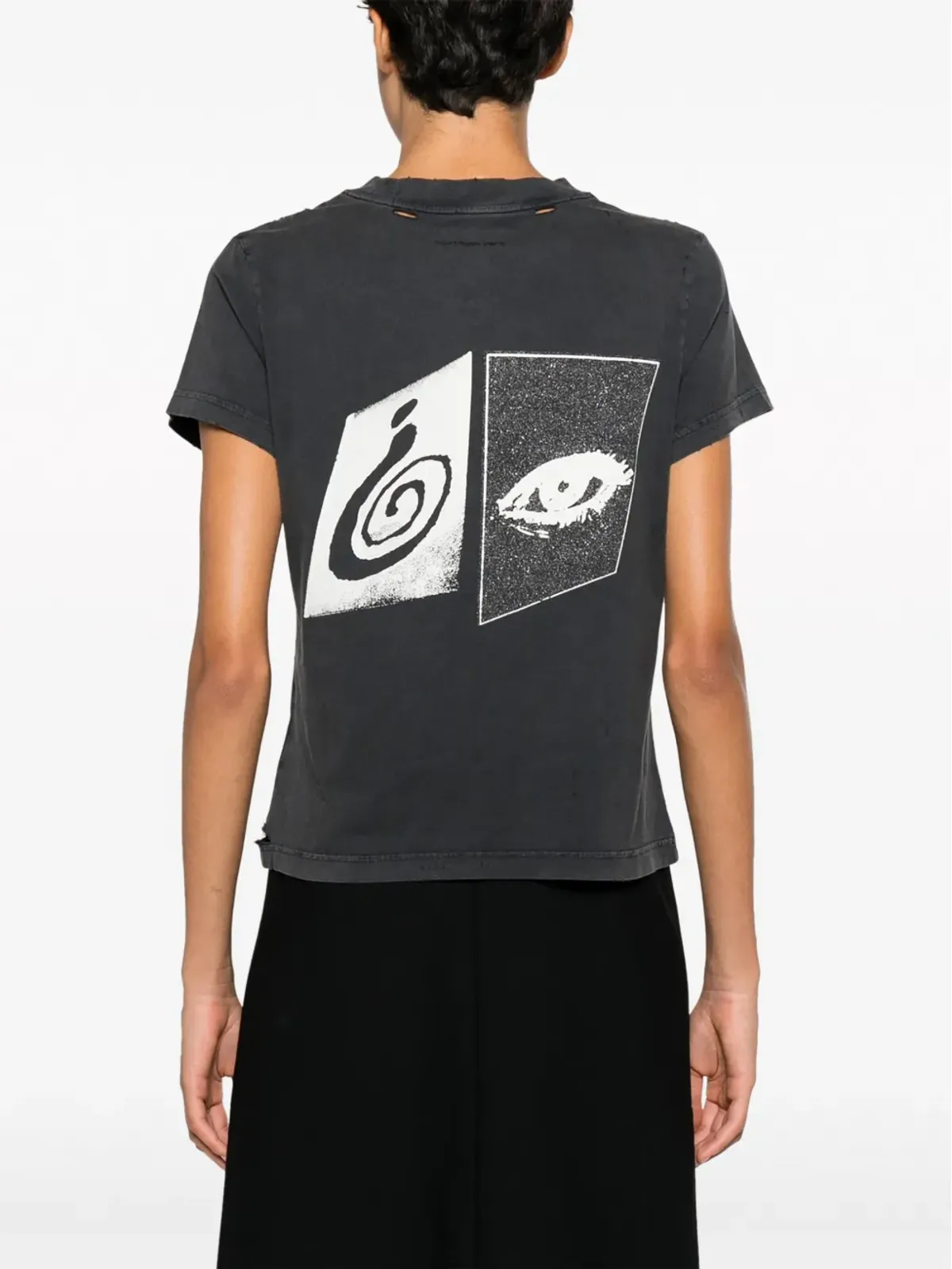 Courrèges レジスタンス ダメージ加工コットンTシャツ - グレー - 画像4