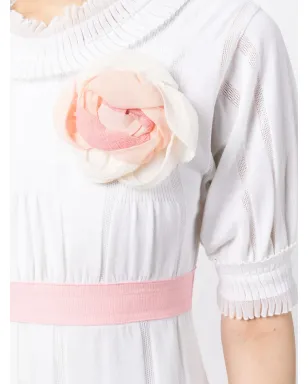 CHANEL ビンテージ ローズアップリケ付きミニドレス - ホワイト - サムネイル5