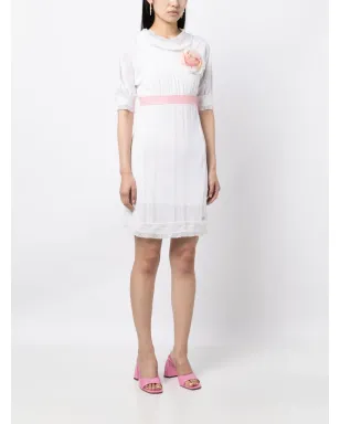CHANEL ビンテージ ローズアップリケ付きミニドレス - ホワイト - サムネイル3