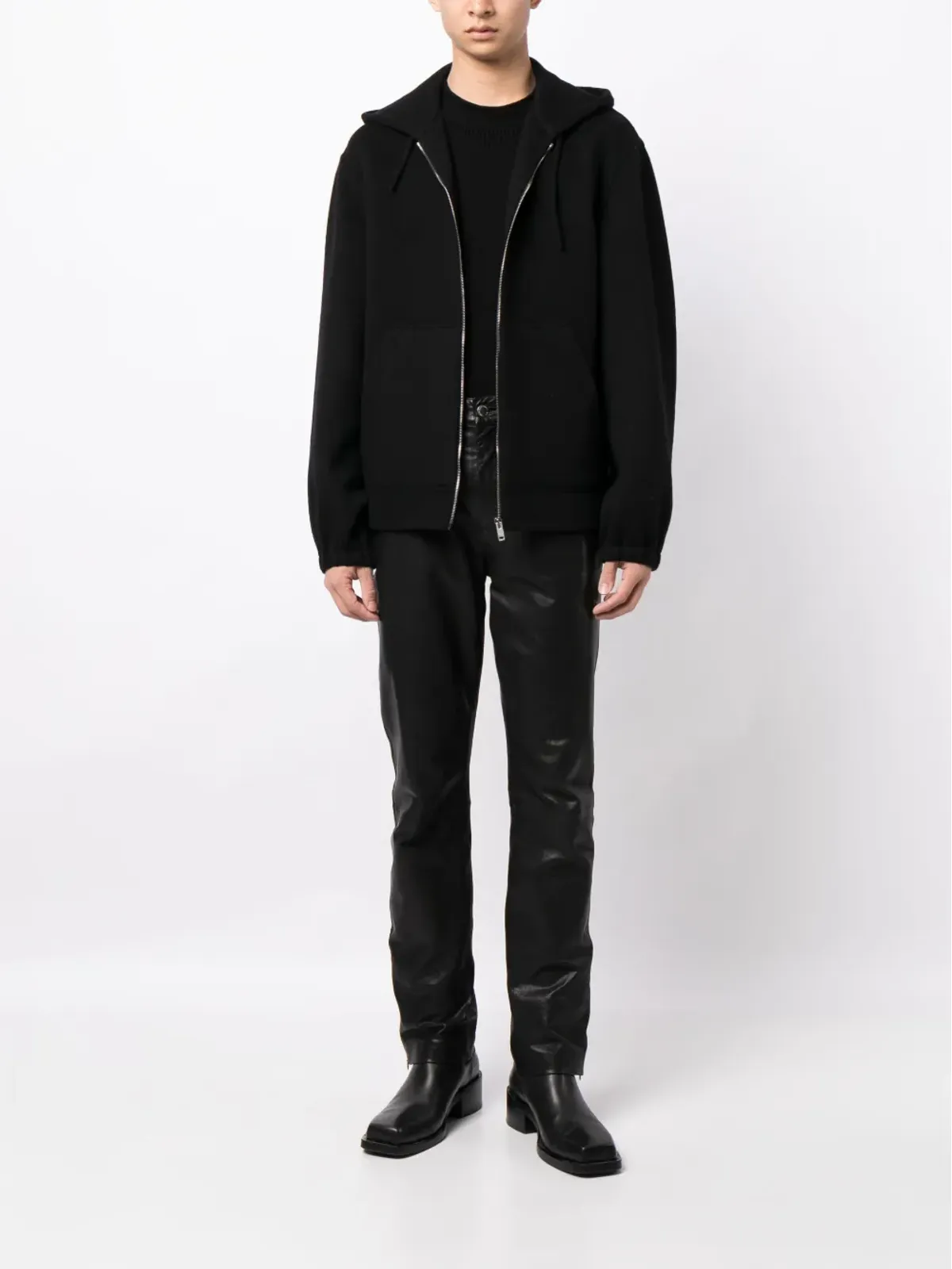 Givenchy ジップフロント ウール混紡 フーディ ブラック - 画像2