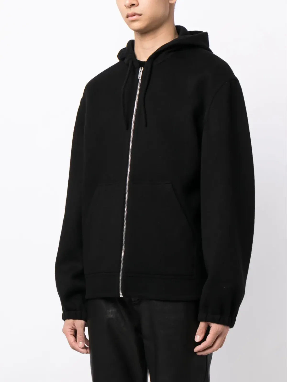 Givenchy ジップフロント ウール混紡 フーディ ブラック - 画像3