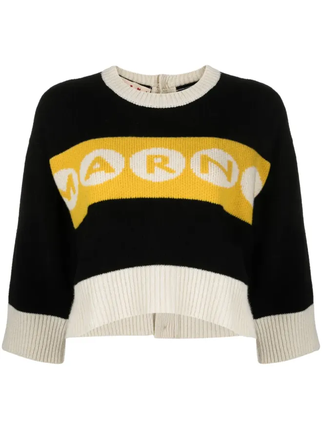 Marni Marni ロゴ入りインターシャ クロップドセーターの商品画像
