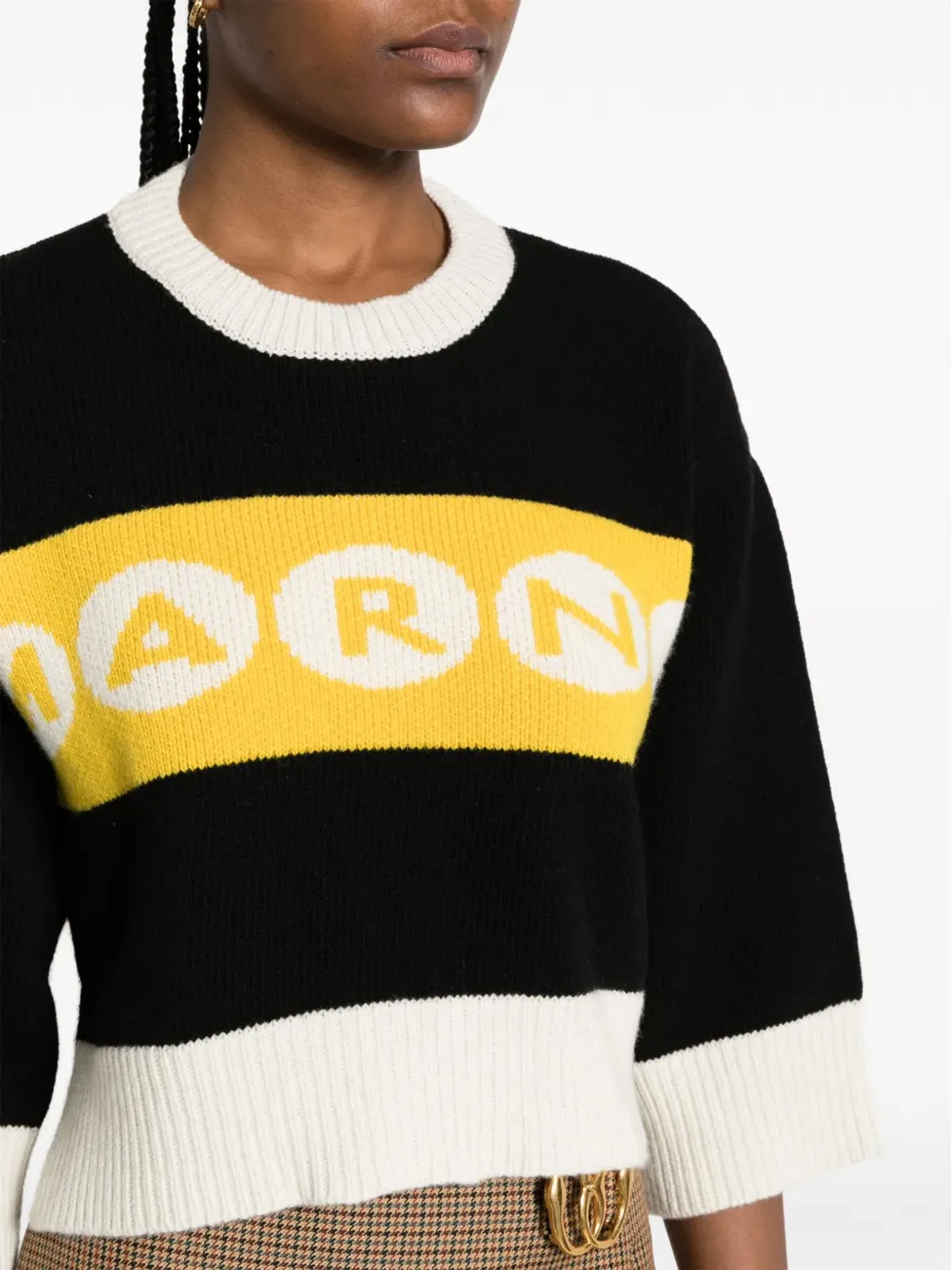 Marni ロゴ入りインターシャ クロップドセーター - 画像5
