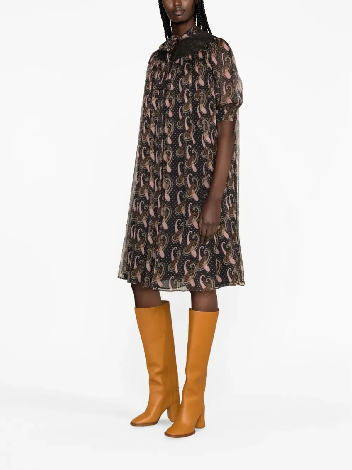 ETRO ペイズリープリント シルク ミニドレス - ブラック - 画像3