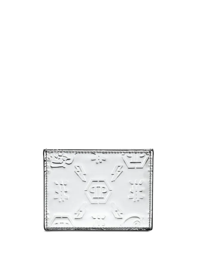 Philipp Plein Philipp Plein モノグラムデボス加工 レザー カードホルダー - シルバーの商品画像